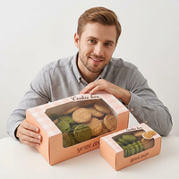 Emballage de boulangerie avec logo personnalisé, pelliculage brillant, papier rose de qualité alimentaire, boîtes à biscuits