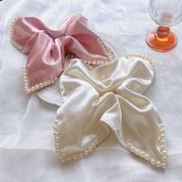 Français élégant perle carré écharpe chouchous femmes mode cheveux accessoires avec tempérament élastique cheveux cravates