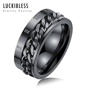 Chuỗi Vòng Cử Động Cá Tính Đàn Ông Nhẫn Nam Trang Sức Biker Rãnh Cạnh Thép Không Gỉ Spinner <span class=keywords><strong>Ring</strong></span> - Product Image 6