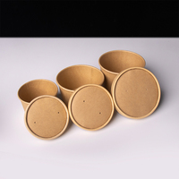 Gobelets à soupe jetables en papier kraft biodégradable à 100 %, à paroi simple, pour boissons chaudes, avec couvercles