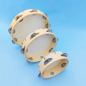Wholesale Blank Natural Wood Tambourine <b>Drum</b> With Single Row Metal Jingles Orff Percussion Instrument For Kindergarten Teacher - Product Image 1