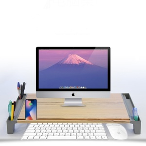 Wooden portable computer monitor stand cooling storage desktop laptop monitor riser stand for different models of laptop