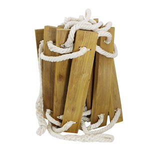 Wooden Rope <b>Ladder</b> 13-15 Steps Portable Fire Escape <b>Ladder</b> For Outdoor Climbing And High Altitude Training - Product Image 1