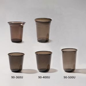 Gobelets en plastique PET jetables à paroi simple avec logo personnalisé, diamètre 90 mm, en forme de U, pour les fêtes de bubble tea et de milk tea - Product Image 1