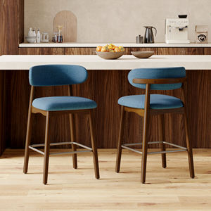 Taburetes de Bar Modernos con Reposapiés, Asiento de Tela Suave, Estructura de Madera de Caucho, Ecológicos y Duraderos para Bares, Cafés y Restaurantes - Product Image 1