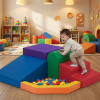 Ensemble de jeu d'escalade souple avec fosse à balles, salle de sport intérieure pour tout-petits, en cuir PU et mousse, 5 pièces, sûr, non toxique, certifié CE CPC ASTM