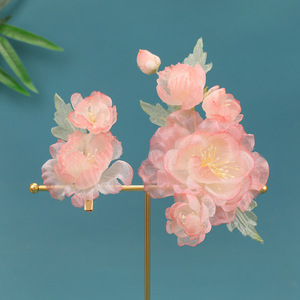 2026 New Original Antique Style Handmade Silk <b>Flower</b> Pink Hanfu Headdress, <b>Sweet</b> Makeup Hair Accessory with Perforated <b>Flowers</b> - Product Image 4
