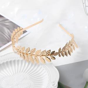 Diadema Corona de Hojas Estilo Europeo y Americano para Novia y Festivales, Accesorios de Pelo de Metal con Hojas Doradas - Product Image 4