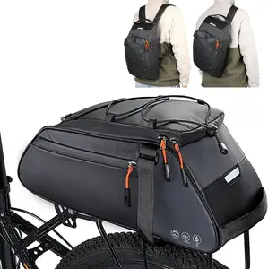2024 New Factory 3 In 1 10L High-Reflective Bicycle Rear Rack Trunk Storage Bags E-Bike Pannier Saddle Shelf Bag Backpack