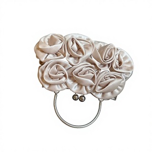 High-end Satin Double-sided Rose Bridal Dinner <b>Square</b> Magnetic Closure Bag Rich Girl Ladylike Cheongsam Dress Tanjing - Product Image 1