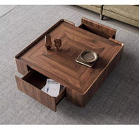 Table basse carrée minimaliste en bois avec tiroir de rangement pour salon et salle de séjour