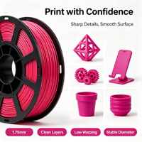 DIMENFIL PLA Filamen Dasar Magenta 1.75mm 1KG 200C Tanpa Melengkung Bahan Cetak 3D FDM Warna Cerah Trendi Barang Terlaris