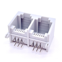 Konektor Jaringan Tahan Air Soulin Factory 1x2 Port Sudut Kanan 557-6P6C Rj11 Faceplate untuk Antarmuka Switch Ethernet PCB