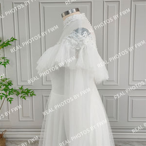 Vestido de novia de tul <span class=keywords><strong>Victoria</strong></span> Vintage de alta calidad, vestido de novia elegante de manga larga para mujer, vestido de novia de cuello alto para fiesta - Product Image 5