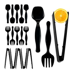 เครื่องใช้ในครัวพลาสติกสีดำ9.1 "ที่คีบ8.3" ช้อนเสิร์ฟ8.5 "ภาชนะที่ให้บริการบุฟเฟ่ต์ - Product Image 5