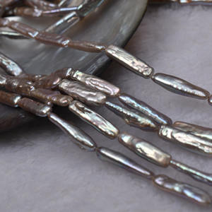 Bandelettes de perles d'eau douce naturelles grises, fines et blanches, en forme de barre carrée baroque, pour la création de bijoux DIY - Product Image 4