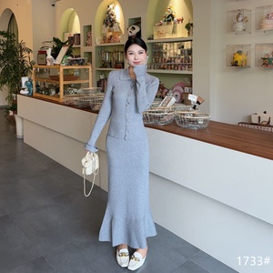 Women's Knitted <strong>Set</strong> <strong>Square</strong> Collar Button Front Long Sleeve Top Flared Maxi Skirt Ribbed Knit Fabric Minimalist All Sweater <strong>Set</strong> - Product Image 6