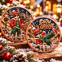 Pièce de monnaie commémorative de Noël personnalisée en cuivre pur 999 de 1 oz, motif animaux de Noël (rennes), en boîte cadeau, impression UV 3D en relief, objet de collection
