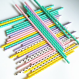 Joinhot Colorful Polka Dot Paper <b>Straws</b> Disposable Eco Friendly Party <b>Drink</b> <b>Straws</b> In Stock - Product Image 2