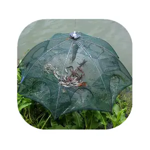 De gros piège à poissons crabe-Piège à poissons en forme de parapluie, appât artificiel repliable pour attirer les poissons, les crevettes et les labards