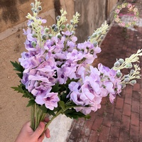Delphinium artificiel blanc de bonne qualité, fleur artificielle en latex au toucher réel pour mariage ou décoration intérieure pour Noël et le Nouvel An