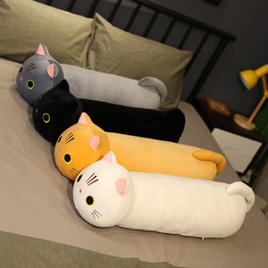 10 pouces dessin animé chat en peluche animal mignon yeux ronds chat noir oreiller en peluche avec corps long et yeux ronds - Product Image 3