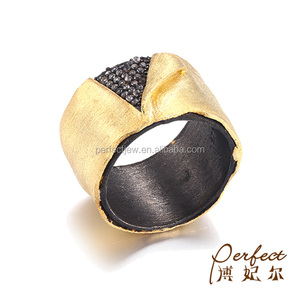 Gold Plated White Zircon 925 <strong>Sterling</strong> <strong>Silver</strong> Jewelry <strong>Thumb</strong> <strong>Ring</strong> for Men - Product Image 3