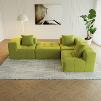 Canapé compact carré moderne en tissu avec mousse à mémoire de forme haute densité, design peu encombrant pour appartement, atelier et utilisation en extérieur