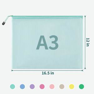 Large Size Waterproof Document Organizer PVC <b>File</b> Pouch Mesh Bags with Zipper Transparent <b>Paper</b> <b>File</b> Folder for Office Home Use - Product Image 2