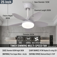 Ventilateur de plafond LED moderne avec lumière et télécommande, moteur DC silencieux, 3 couleurs changeantes, ventilateur de plafond décoratif pour chambre à coucher