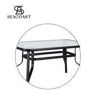TABLE VERRE RECTANGULAIRE 120X70 TUBE ACIER VERRE A EAU