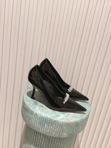 Jimmy Women's Slip On Stiletto Heels with Crystal Accent <b>Closed</b> <b>Toe</b> Dress Shoes for Occasions Chooing - Product Image 2