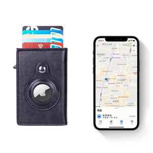 Faux Leather <b>Card</b> Holder with Air Tag and RFID Protection Trifold Design Unisex Short <b>Wallet</b> for Daily Use Popup <b>Card</b> <b>Wallet</b> - Product Image 1