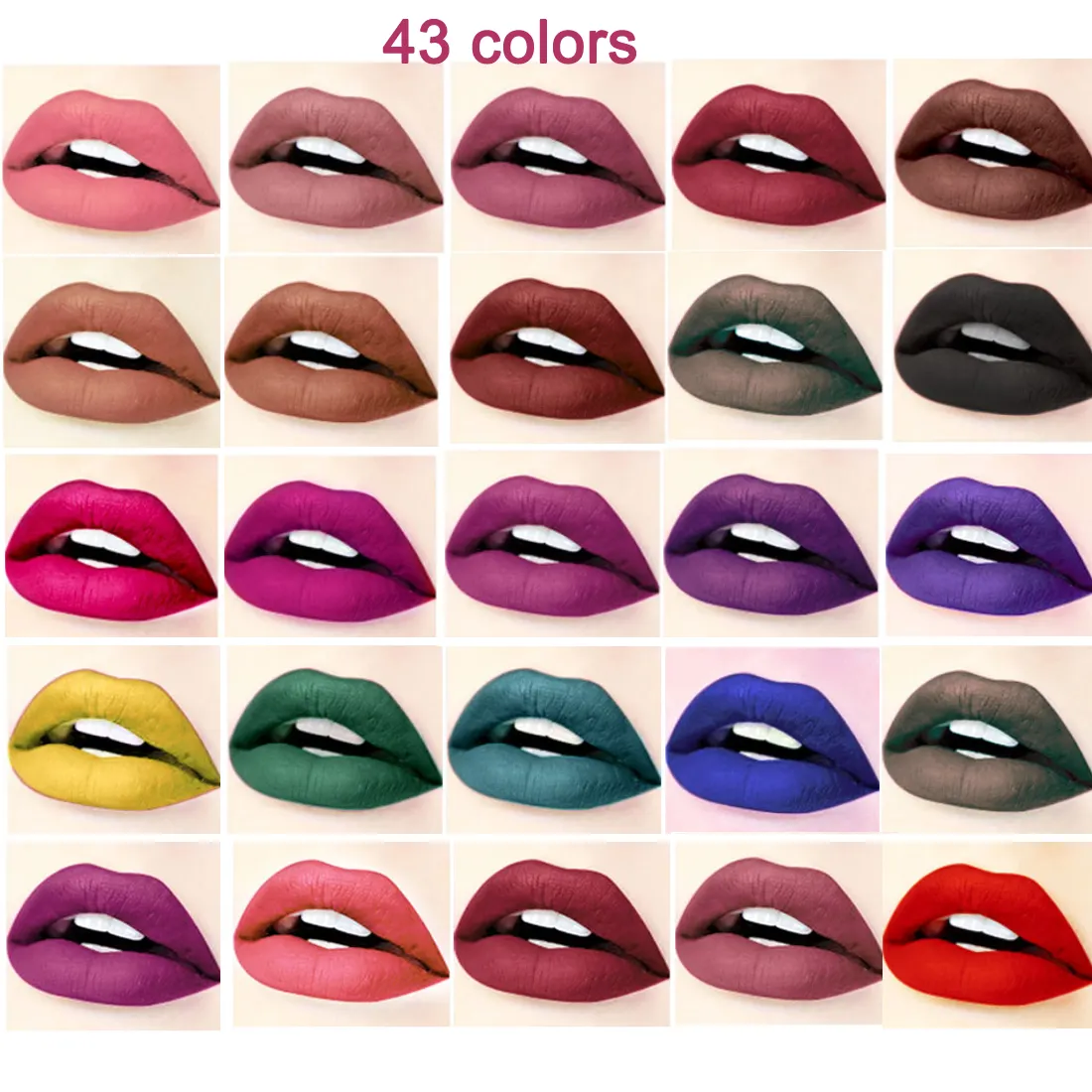 Desain baru Tiongkok 44 warna Label pribadi rias wajah cair kustom lipstik Matte tahan air
