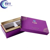Caja de Regalo Rígida de Papel Morado Premium al por Mayor con Tapa y Base, Impresión de Logotipo, Embalaje con EVA para Perfumes, Aceites y Productos Cosméticos