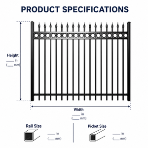 Panel de <span class=keywords><strong>Cerca</strong></span> de Acero Galvanizado con Recubrimiento de Polvo Negro, <span class=keywords><strong>Cerca</strong></span> <span class=keywords><strong>Metálica</strong></span> Ornamental de Alta Resistencia, Anticorrosión, <span class=keywords><strong>para</strong></span> Seguridad en Jardines - Product Image 5