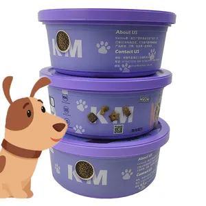 Dog Food packaging base reused dampproof pet treat storage plastic box with cover