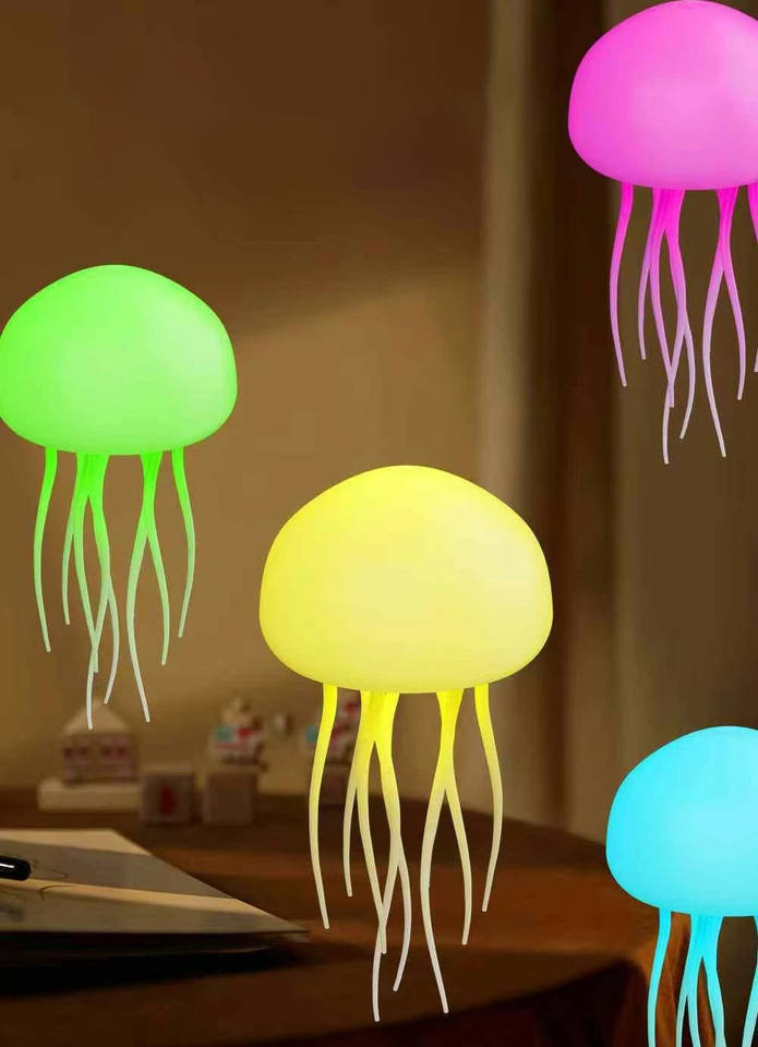 Packaging Gradient Color Festival Decorative 7 Color Gradient Floating Jellyfish Lamp Sound ...