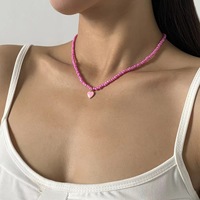 Collier de mode avec cristal en forme de cœur, spinelle noire, onyx noir, chaîne de clavicule en forme de cœur, colliers ras-du-cou tendance