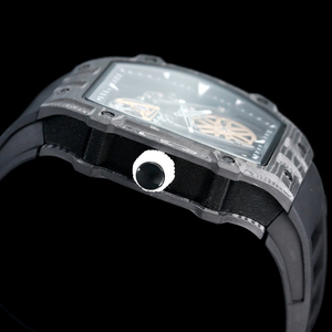 Montre squelette automatique mécanique de luxe pour homme avec bracelet en silicone blanc confortable de qualité 5A, boîtier en carbone, tourbillon - Product Image 4