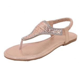 Sandales plates gladiateur en cuir PU souple pour femme, à bout ouvert, avec bande élastique, semelle souple antidérapante et légère, collection Printemps-Été - Product Image 1