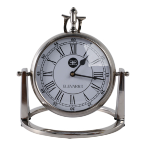 Orologio da tavolo ELEVARRE in metallo lucido, rotondo, per l'arredamento di casa e ufficio, di piccole dimensioni - Product Image 1