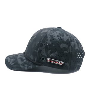 Casquette de golf unisexe respirante et imperméable à 6 panneaux découpés au laser, avec logo en caoutchouc, motif chevrons, en mélange polyester/spandex, quatre couleurs - Product Image 3
