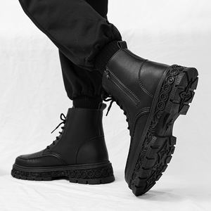 עיצוב רטרו סוליות גברים אופנה גברים רכיבה על מגפי zipper עגול מרקם זול עלות-יעיל - Product Image 3