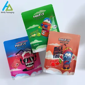 Custom printed tea kraft candy stand up pouch plastic bag resealable 3.5g 7g 14g 1oz 1lb food powder mylar zipper bags