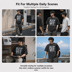 T-shirt graphique noir pour homme 275G, en coton épais, imprimé style streetwear américain, coupe oversize délavée et ample, fournisseur OEM - Product Image 5