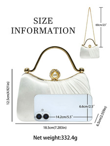 Nouvelle pochette de soirée plissée en polyester avec perles pour femme, avec fermoir à loquet, sensation haut de gamme Tanjing - Product Image 5