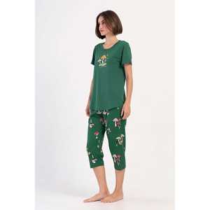 Traje de dormir capri ovalado de manga corta con cuello redondo para mujer - Product Image 3