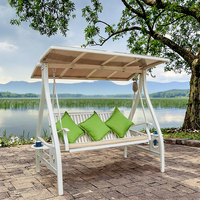 Fauteuil suspendu moderne en aluminium à 3 places pour l'extérieur, avec auvent, coussin imperméable super confortable, pour cour, école, jardin, loisirs