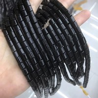Perles en tube d'agate noire naturelle, perles cylindriques en onyx noir lisses et polies 4x9mm 6x6mm 4*13mm pour bracelet et collier DIY